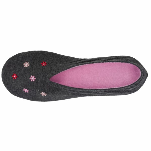 Isotoner - Chaussons ballerines Femme velours bio Gris chiné