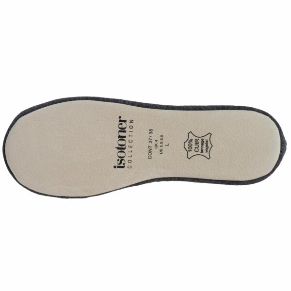 Isotoner - Chaussons ballerines Femme velours bio Gris chiné – Image 3