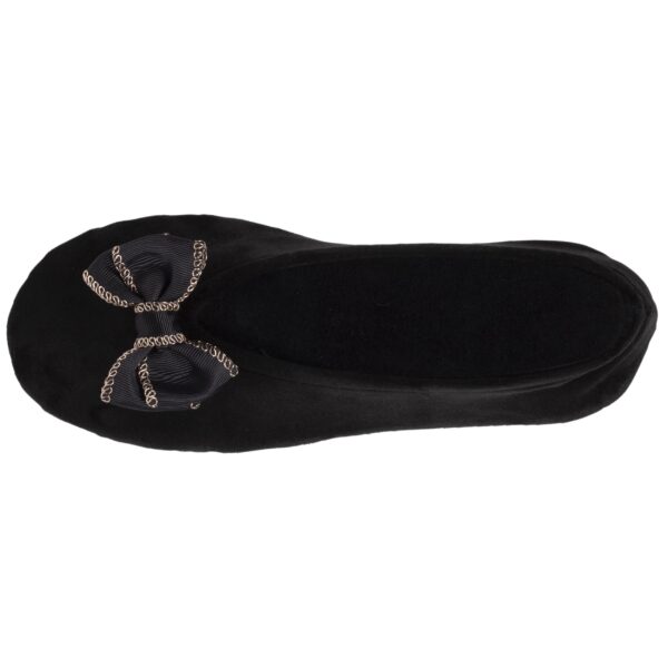 Isotoner - Chaussons ballerines Femme double Nœud Tissu Noir