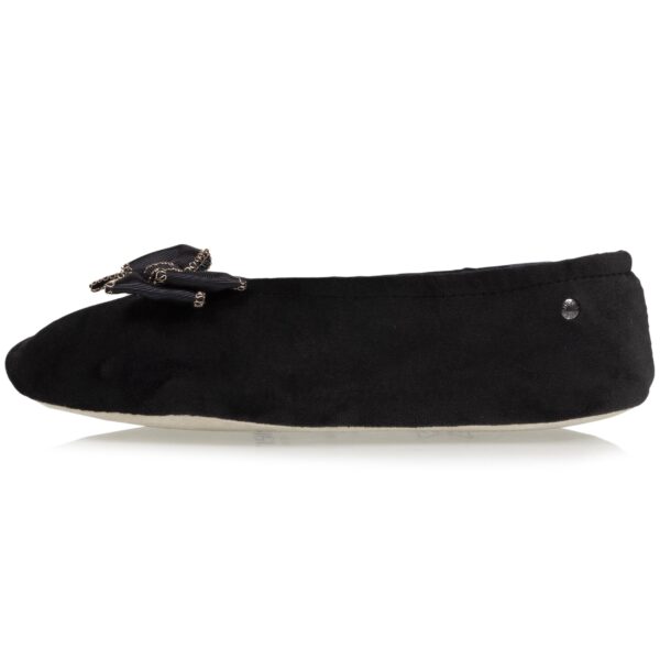 Isotoner - Chaussons ballerines Femme double Nœud Tissu Noir – Image 2