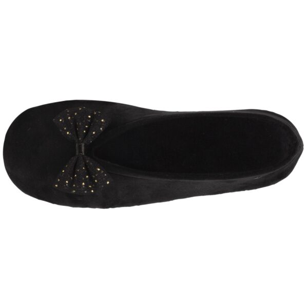 Isotoner - Chaussons ballerines Femme Nœud Tulle Noir