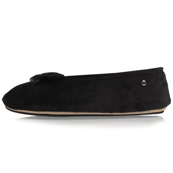 Isotoner - Chaussons ballerines Femme Nœud Tulle Noir – Image 2