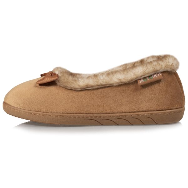 Isotoner - Chaussons ballerines recyclées Femme Camel – Image 2