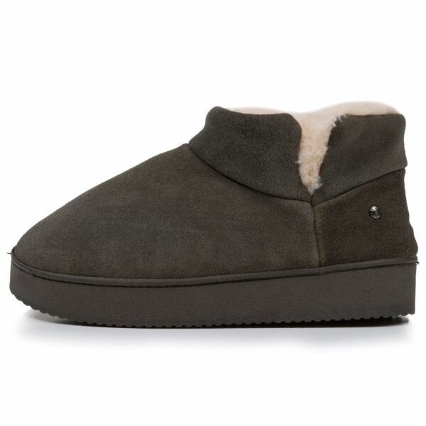 Isotoner - Chaussons botillons cuir Femme Kaki – Image 2