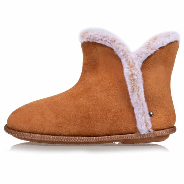 Isotoner - Chaussons bottillons Femme suédine Camel – Image 2