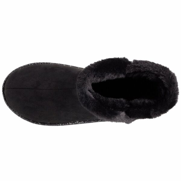 Isotoner - Chaussons bottillons Femme suédine Noir liseré brillant