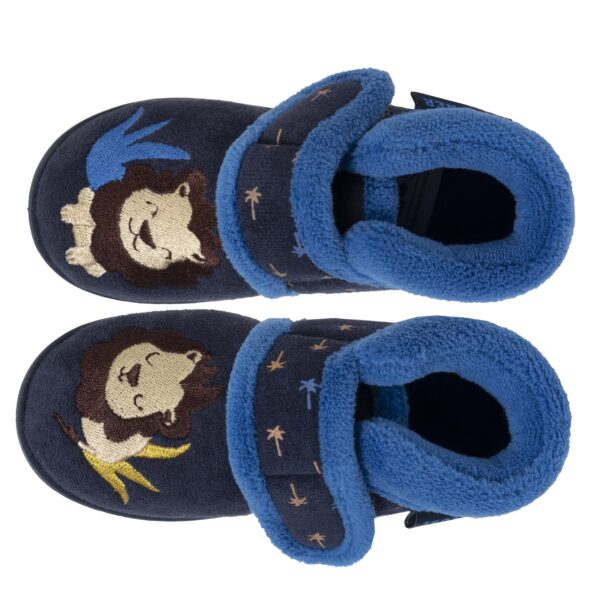 Isotoner - Chaussons bottillons velcro Enfant Marine Lion