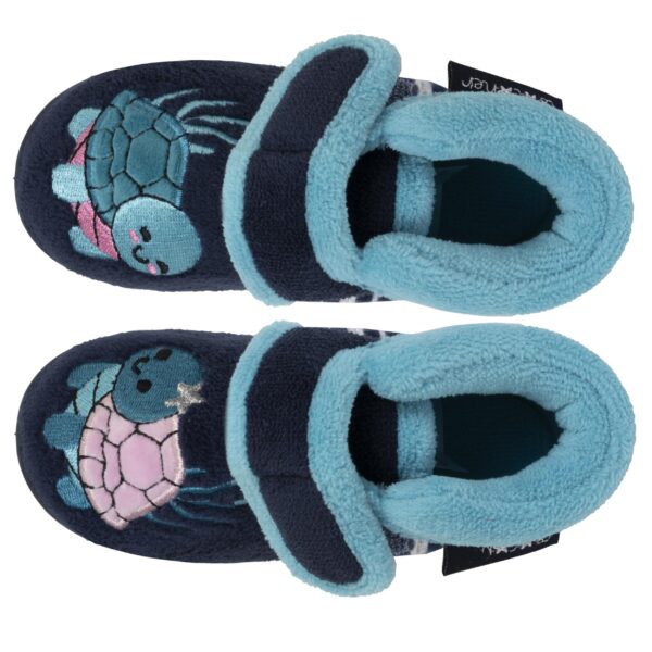 Isotoner - Chaussons bottillons velcro Enfant Marine Tortue