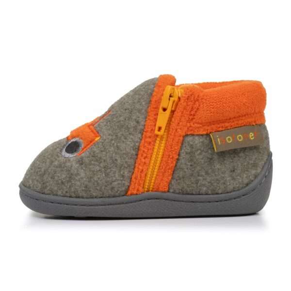 Isotoner - Chaussons bottillons zip Bébé tracteur Kaki chiné – Image 2