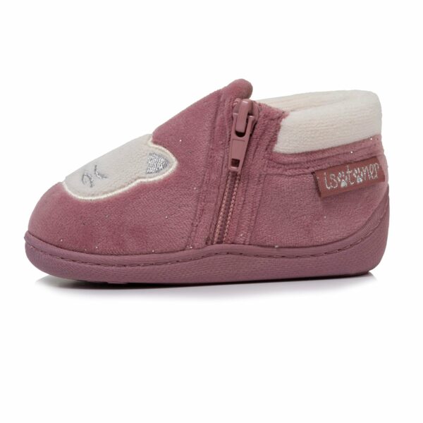 Isotoner - Chaussons bottillons zip Enfant Rose Chat – Image 2
