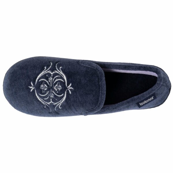 Isotoner - Chaussons charentaises Femme Marine brodé