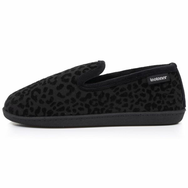 Isotoner - Chaussons charentaises Femme Noir Léopard – Image 2