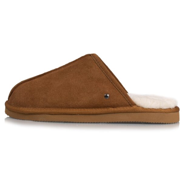 Isotoner - Chaussons mules Homme Cuir Camel – Image 3