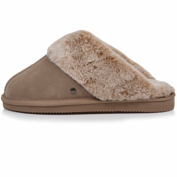 Isotoner - Chaussons mules fourrées Femme Beige – Image 3
