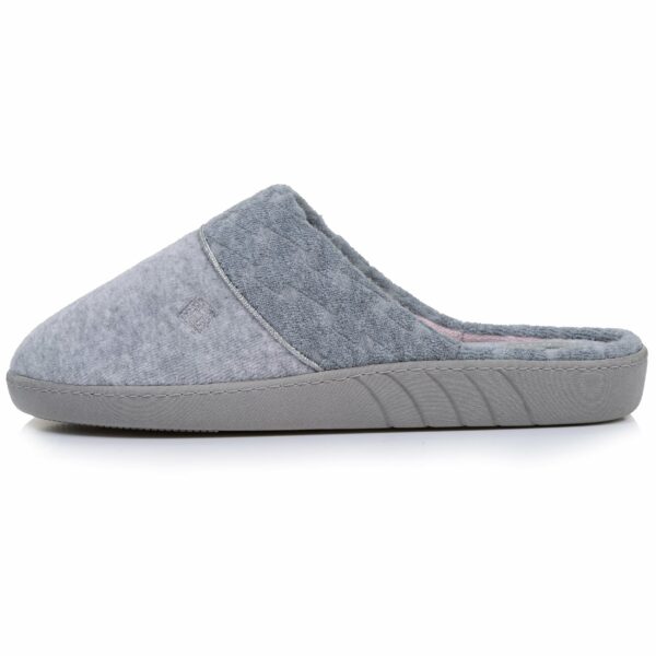Isotoner - Chaussons mules Femme Gris chiné feutrine – Image 2
