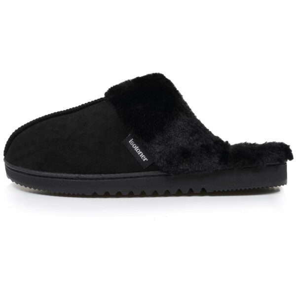 Isotoner - Chaussons mules Femme Noir fourrure – Image 2