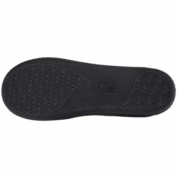 Isotoner - Chaussons mules Femme Noir intérieur rayures – Image 3