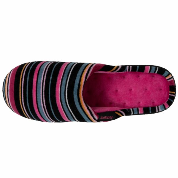 Isotoner - Chaussons mules Femme Rayures Roses – Image 2