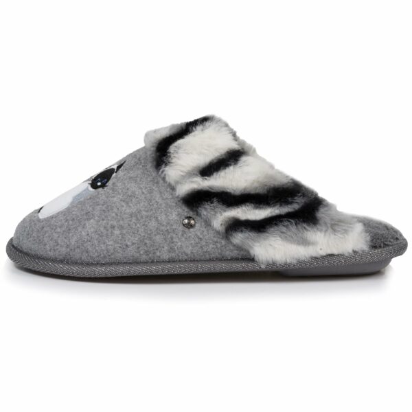 Isotoner - Chaussons mules Femme plates Chat Gris – Image 2