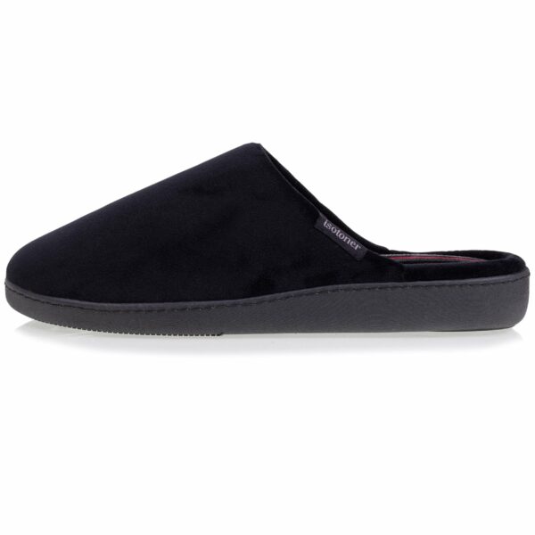Isotoner - Chaussons mules Homme Noir intérieur rayures – Image 2