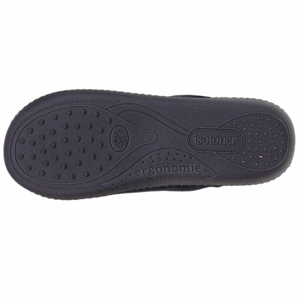 Isotoner - Chaussons mules Homme Noir intérieur rayures – Image 3