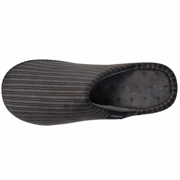 Isotoner - Chaussons mules Homme Rayures gris/bleu – Image 2