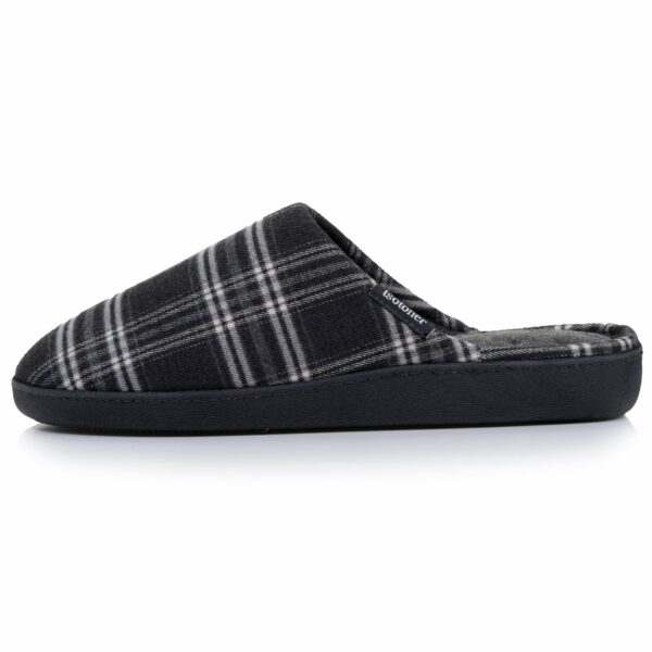 Isotoner - Chaussons mules Homme tartan Noir/Blanc – Image 2