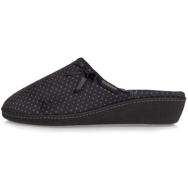 Isotoner - Chaussons mules talon Femme Noir Pois – Image 2