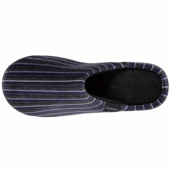 Isotoner - Chaussons mules Homme Rayures bleu/gris – Image 2