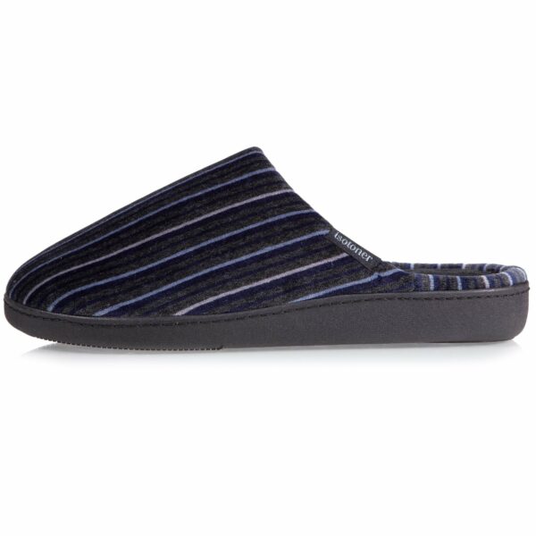 Isotoner - Chaussons mules Homme Rayures bleu/gris – Image 3