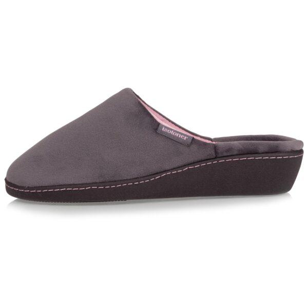 Isotoner - Chaussons mules talon Femme Gris foncé rose – Image 2