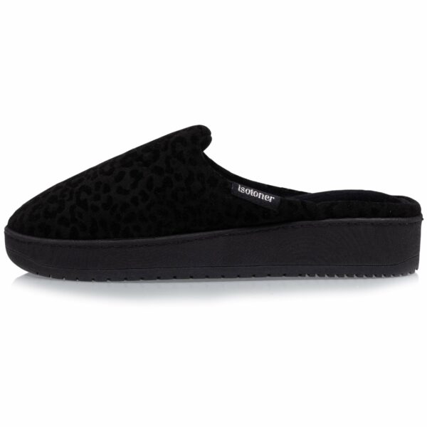 Isotoner - Chaussons mules talon Femme Léopard noir – Image 2
