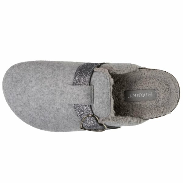 Isotoner - Chaussons sabots Femme Gris chiné paillettes – Image 2