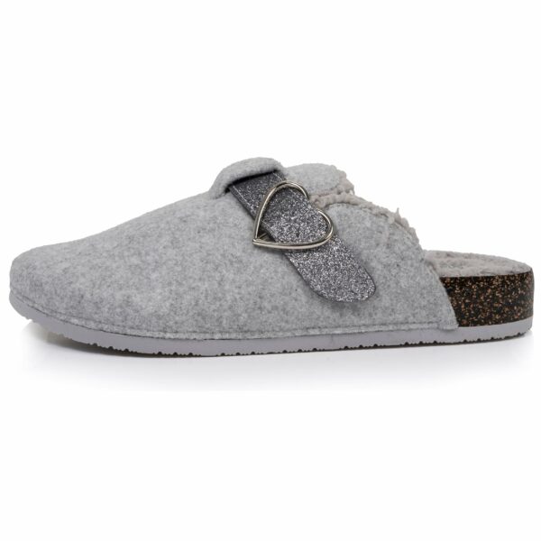 Isotoner - Chaussons sabots Femme Gris chiné paillettes – Image 3