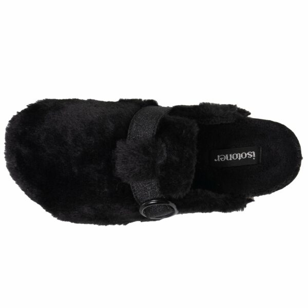 Isotoner - Chaussons sabots Femme Noir imitation fourrure