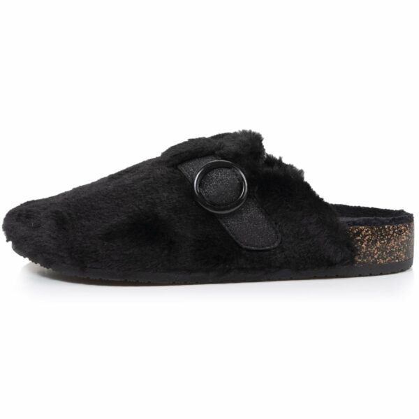 Isotoner - Chaussons sabots Femme Noir imitation fourrure – Image 2