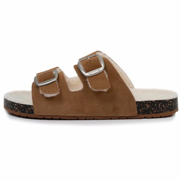 Isotoner - Chaussons sandales Femme Sherpa Camel – Image 3