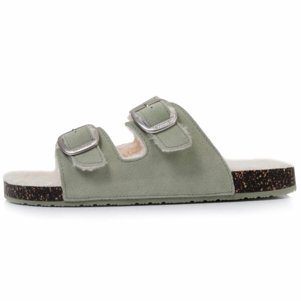 Isotoner - Chaussons sandales Femme Sherpa Vert d'eau – Image 2