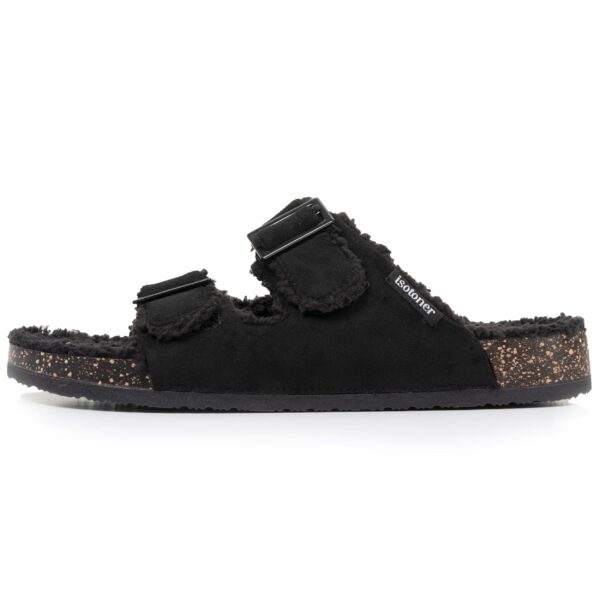 Isotoner - Chaussons sandales Homme brides Noir – Image 2