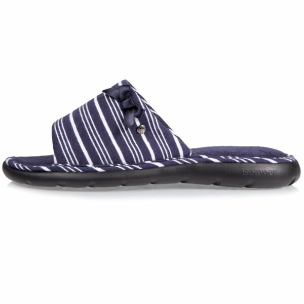 Isotoner - Chaussons sandales Femme rayées blanc et bleu marine – Image 3