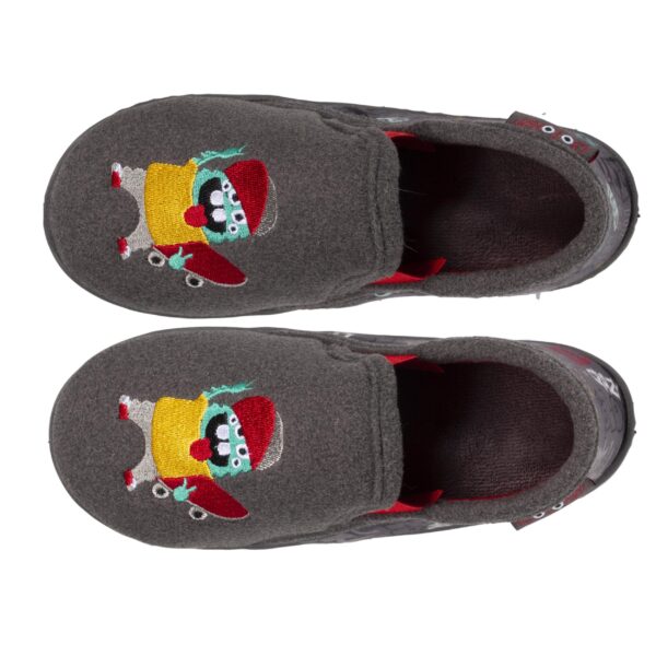 Isotoner - Chaussons mocassins Enfant Monstre Gris
