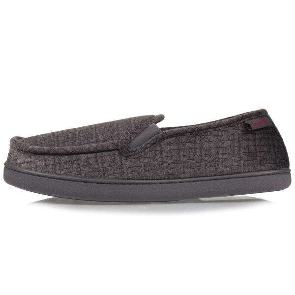 Isotoner - Chaussons mocassins Homme Gris intérieur rouge – Image 2