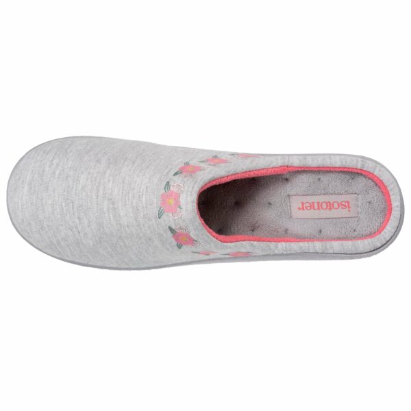 Isotoner - Chaussons mules Femme Fleurs Gris clair