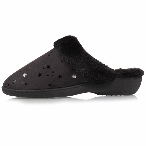 Isotoner - Chaussons mules Femme Talon Etoiles Noir – Image 2