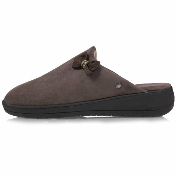Isotoner - Chaussons mules Femme Talon Nœud Taupe – Image 2