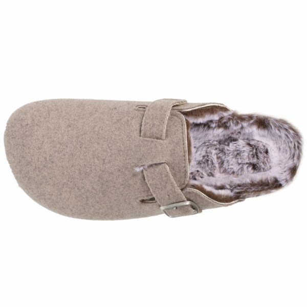 Isotoner - Chaussons sabots Femme Feutrine Taupe Chiné