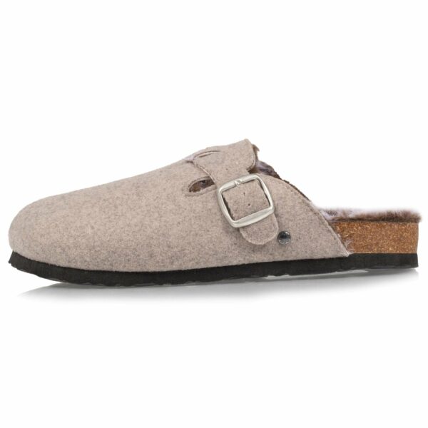 Isotoner - Chaussons sabots Femme Feutrine Taupe Chiné – Image 2