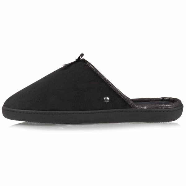 Isotoner - Chaussons mules Femme Brillant Noir – Image 2