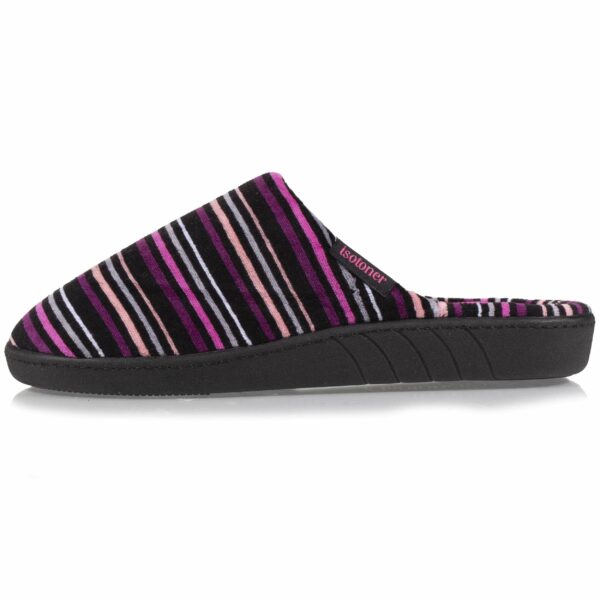 Isotoner - Chaussons mules Femme Rayures Fuschia – Image 2