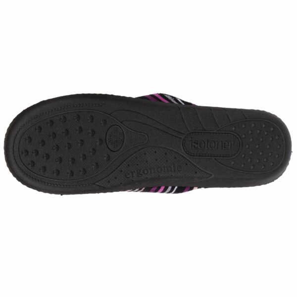 Isotoner - Chaussons mules Femme Rayures Fuschia – Image 3